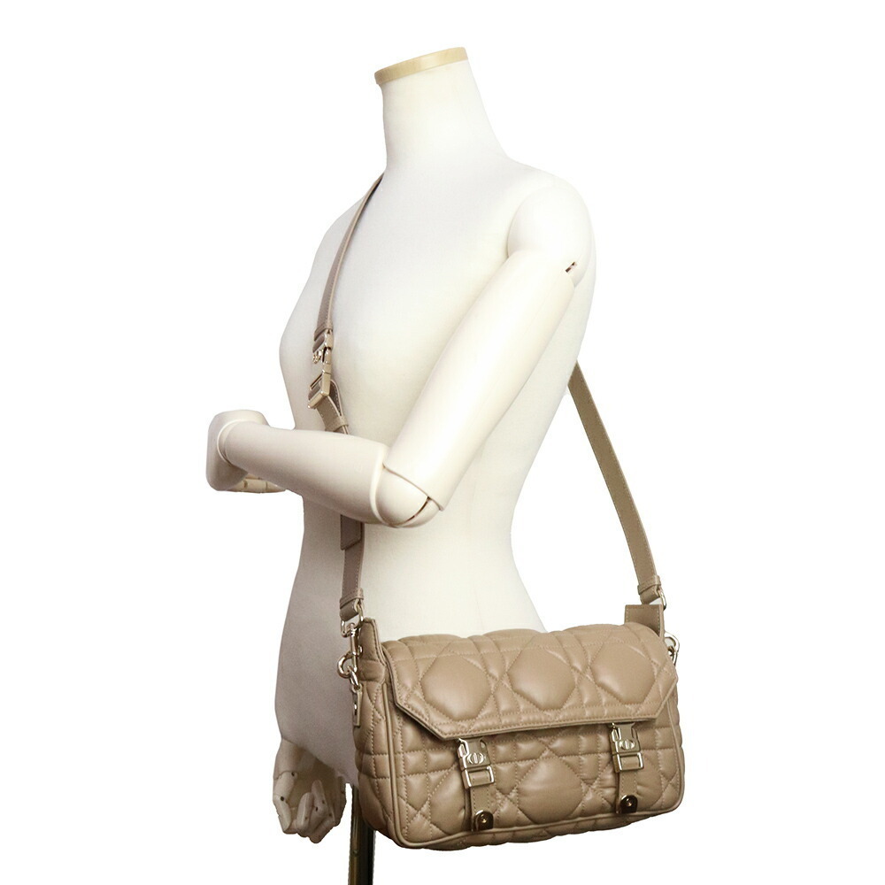 Dior Cannage Beige Shoulder CAMP Messenger Christian Leather Bag Tan Calfskin - Picture 9 of 12